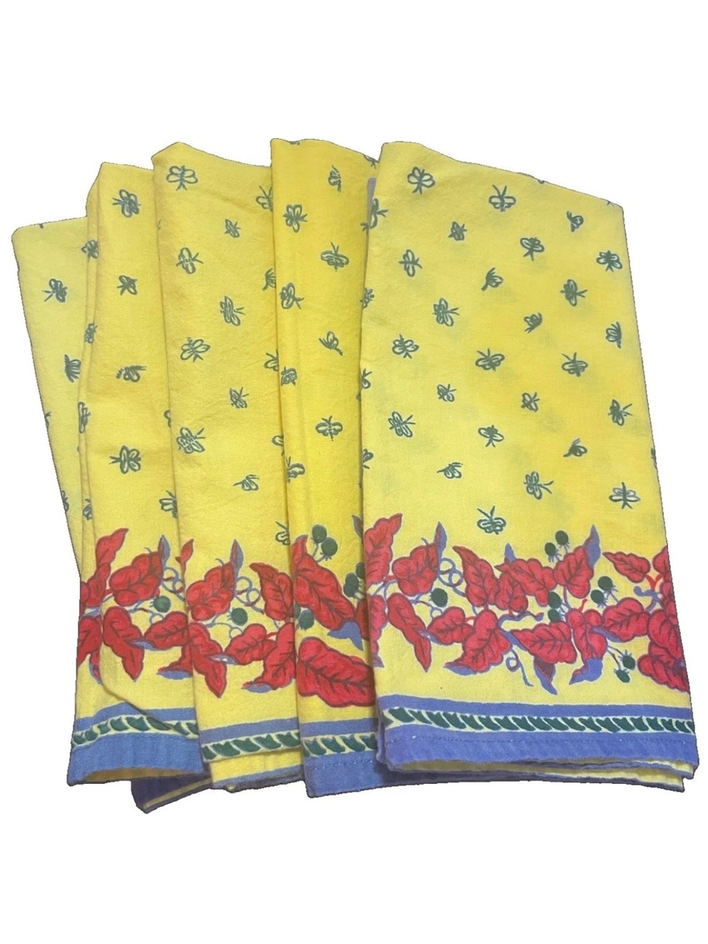 Yellow Floral Border Home Bedding Set - Williams Sonoma Bright Yellow Napkins